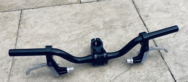 19mm Tektro Black Flat Bar Brake Levers Left & Right Pair with handle bars/stem