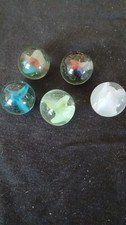 5 Vintage Cat's Eye Shooter Marbles 1 inch