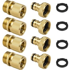 Solid Brass Quick Connect Hose Fittings 3/4" GHT, Leak-Resistant Connectors Kit,