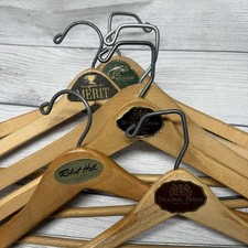 6 Vintage WISHBONE Wooden Suit Hangers with Pant Bars Heavy Duty Harrisburg PA