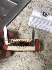 Camillus 709 Half Congress Whittler Knife NY USA Beautiful Delrin Stag Handles