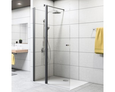 Walk In Duschwand Breuer Entra 140 cm Anschlag links Dekor Terrazzo Weiß Profilf