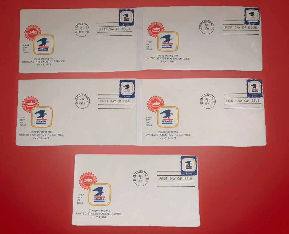 US First Day Cover 1396 8c Postal Emblem USPS Washington DC 1971 Lot Of 5 - Image 2 of 4