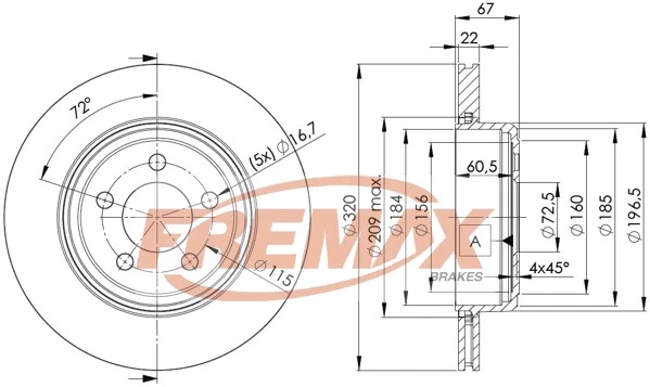 FREMAX BD-9199 Brake Disc for CHRYSLER - Imagem 3 de 3