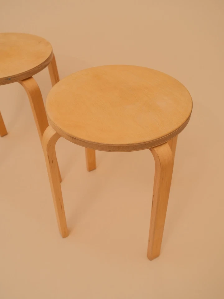 Ikea Frosta Wooden Stool Bent Plywood Side Table Plant Stand Artek Style Pair - Image 3 of 4