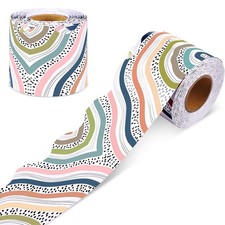 Fuutreo 65.6 FT Boho Bulletin Board Borders Colorful Scalloped Borders Decora...