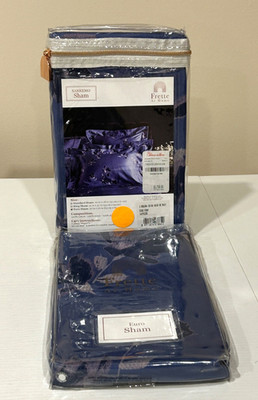 SET OF 2 PILLOW SHAMS FRETTE SANREMO EURO SIZE SHAMS NEW  COLOR SAPPHIRE