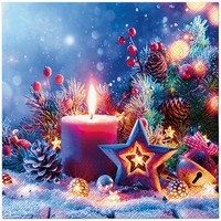 20 Servietten Candle Glow Weihnachtsdeko Kerzenlicht GlöCkchen Stern 33X33Cm