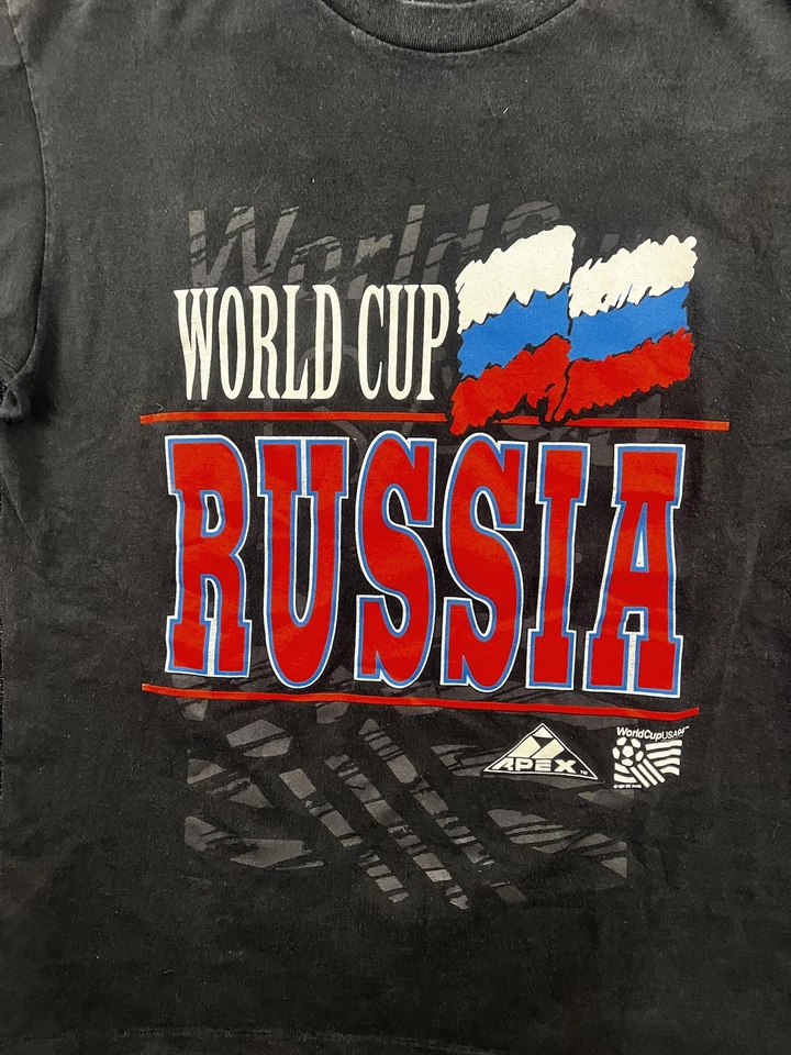 Vintage Russia Shirt Mens Large Black Soccer World Cup USA 94 Double Sided 90s - Image 2 of 4