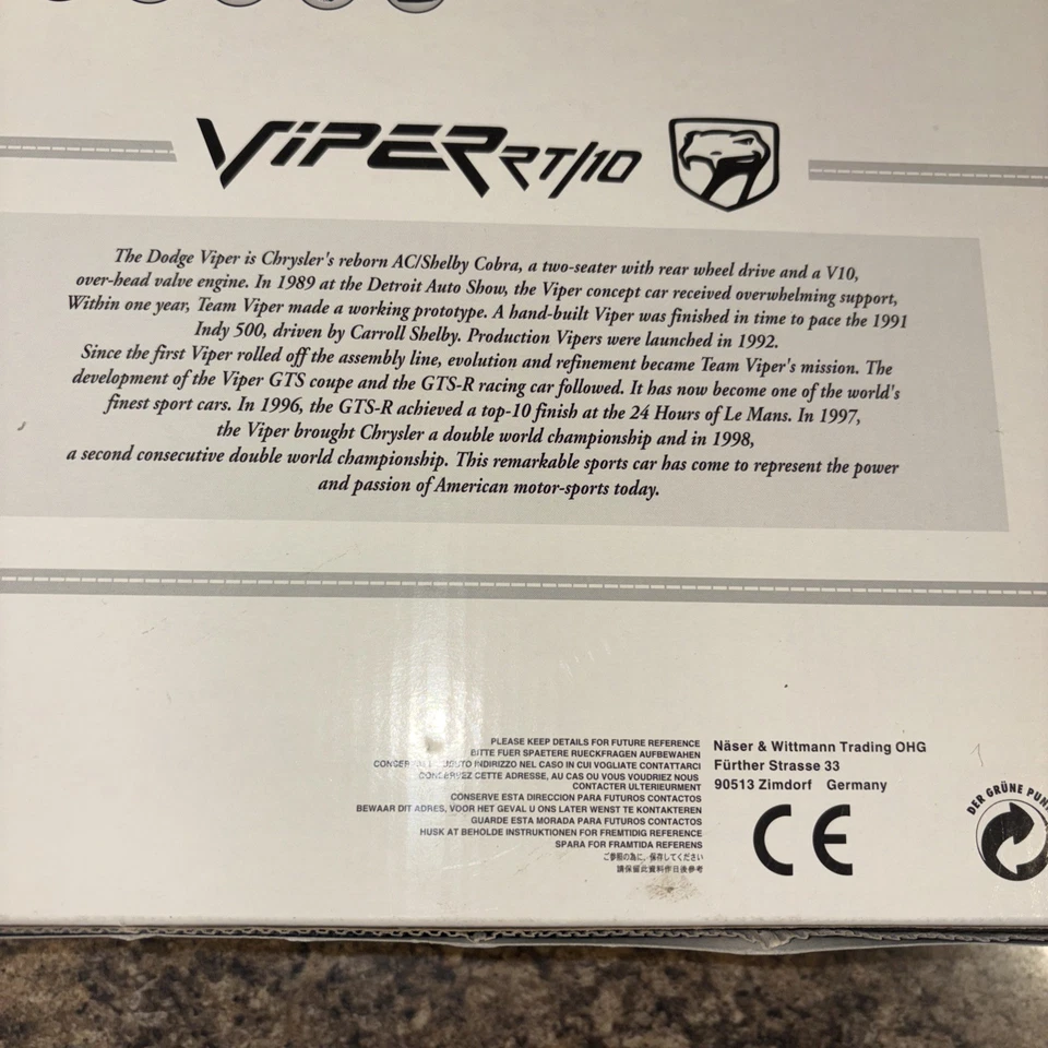 1:12 Anson Dodge Viper RT/10 LE 1/3.999 amarillo Foto 3 de 4