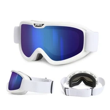 Ski Goggles Pro, Magnetic Snow Goggles UV Protection Interchangeable Lens White