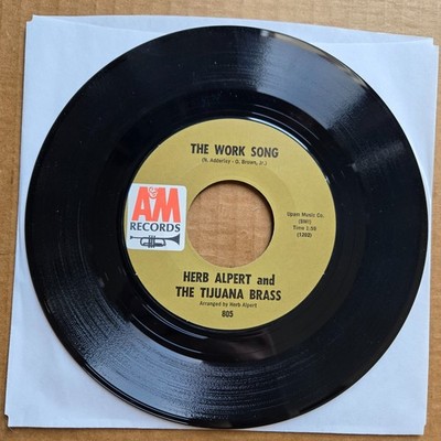 HERB ALPERT The Work Song/Plucky A&M LATIN POP 45 7'' Record Vinyl