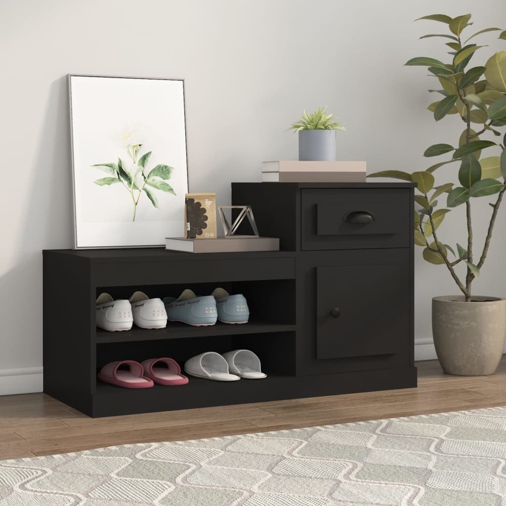 Scarpiera Design Nero 100x42x60 cm in Multistrato | Arredo Minimal