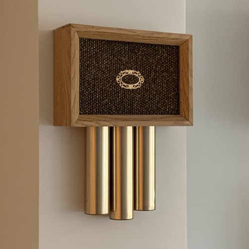 Vintage MCM Decorative Wood Door Bell Wall Box COVER ONLY. Aluminum Chimes.