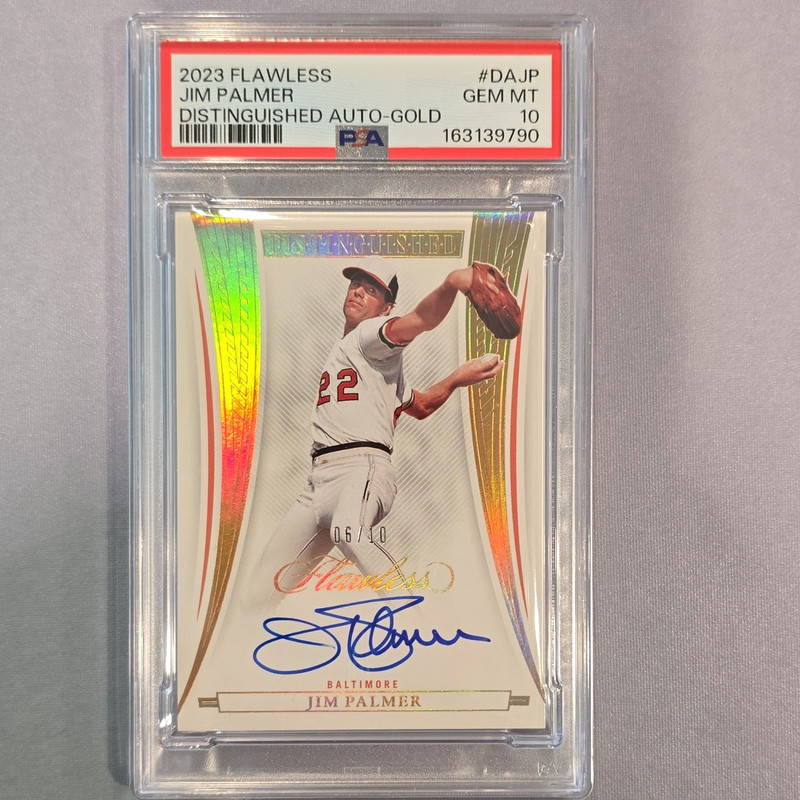 Panini 2023 Flawless Jim Palmer Distinguished Autographs Gold /10 PSA 10 DA-JP