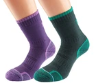 1000 Mile Women's Walking Socks Twin Pack Outdoor Socks 2275PL Purple/Emerald