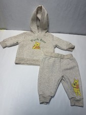 DISNEY BABY POOH 2 Pc HOODED FLEECE SWEAT SUIT O-3 MONTHS - EUC