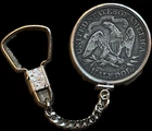 1876 Liberty Seated Half Dollar Sterling Silver Keychain Early U.S. Type Coin