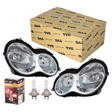 2x TYC Scheinwerfer + H7 OSRAM NIGHT BREAKER SILVER Satz für KLASSE C W203 S203