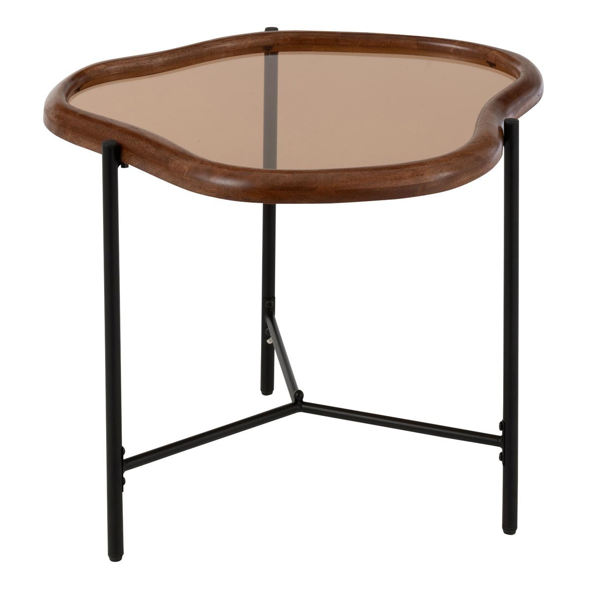 Table basse en verre Zig 64cm marron pour salon moderne
