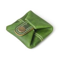 Leather Coin Pouch Change Holder Mini Pocket Squeeze Purse Green Case New