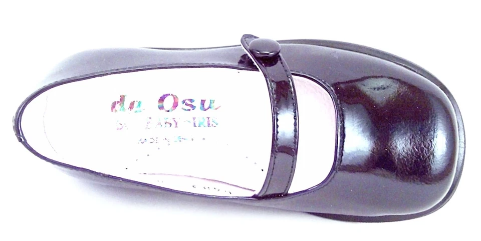 DE OSU -Zapatos de vestir para niñas de charol azul marino con botones -España -Europeos - Talla 7-9 Foto 2 de 4