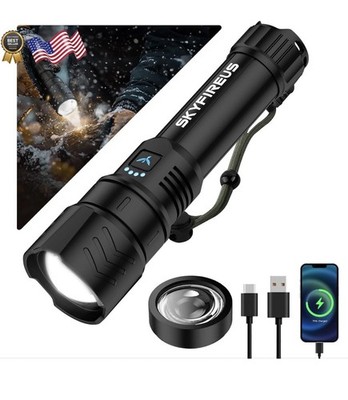 SKYFIRE Rechargeable Flashlight High Lumens, LED Flashlight with Ignition Len US