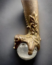Antique Brass Gargoyle Zero Claw And Glass Ball Furniture Foot