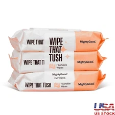 Hypoallergenic Flushable Wipes Aloe Infused 150 Count Large Soft Clean New