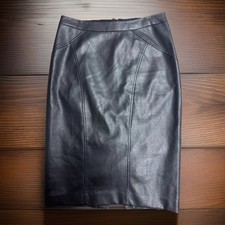 BCBGMAXAZRIA Black Faux Leather Pencil Skirt Size S Women s Knee Length