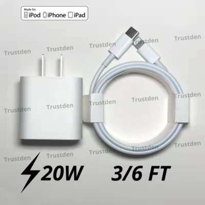 USB-C PD Fast Charger Cable 20W Power Adapter Block For iPhone 14 13 12 11 Pro X