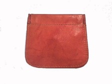 Leather Coin Purse TAN STRONG SNAP Closer - FLAT - Pocket Wallet