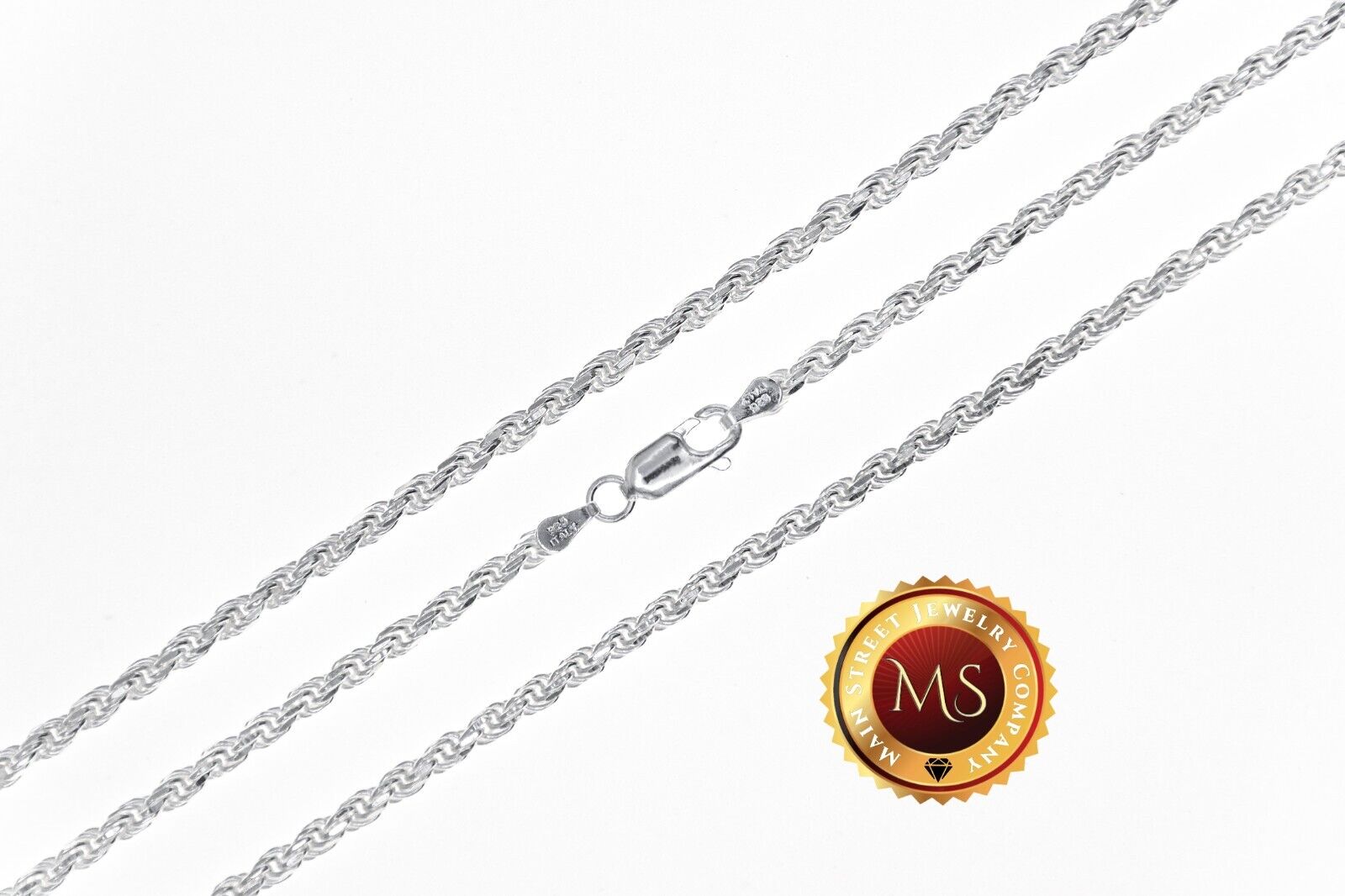 3mm Italy 925 SOLID Sterling Silver Diamond-Cut ROPE Chain Necklace or  Bracelet