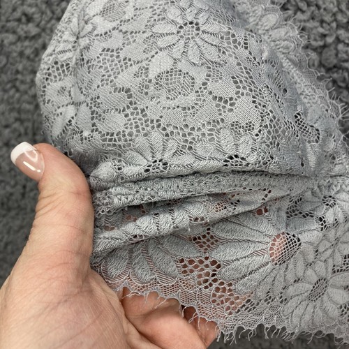 Aerie Gray Lace Bralette Bra Crochet Unpadded Wireless Lined Medium Med M - Picture 5 of 13