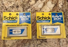 NOS Schick Plus Platinum TWO packs of 5 Blades with Exclusive Teflon Coating