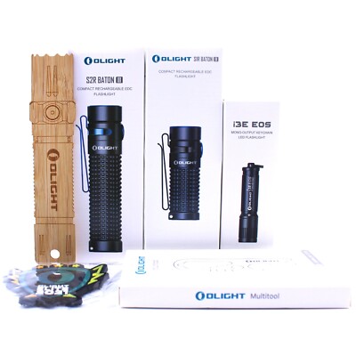 RARE Olight Bundle Lot Black S2R Baton II & S1R Baton II i3E EOS Multitool +SWAG