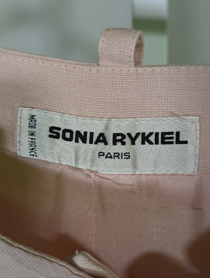 Pantalón Sonia Rykiel Vintage Archive Lino Pesado Plisado 30 29 Rosa Claro Foto 3 de 4