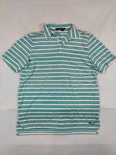 Ralph Lauren RLX Shirt Men's Large Polo Striped Performance Golf Blue White