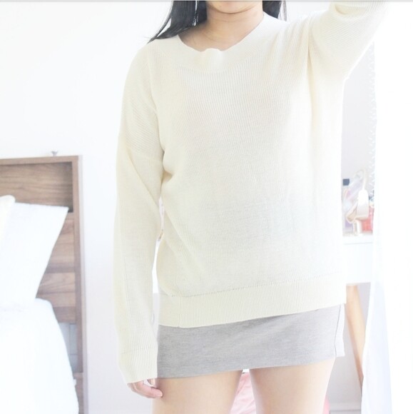 NWT AUTHENTIC PHILOSOPHY IVORY KNIT PULLOVER CREW NECK SIZE SMALL - MSRP $58