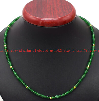 New 2x4mm Natural Smooth Green Jade Rondelle Gemstone Beads Necklace 14-28'' AAA