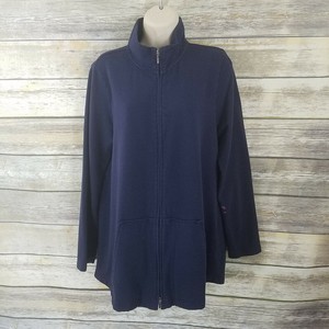 Download Pure Jill Size M Full Zip Tunic Sweatshirt Navy Blue Mock ...