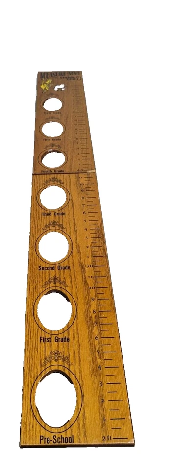 Vintage Messen Sie Ihr Wachstum Holzkarte mit Bildhalter K-6. Klasse - Bild 2 von 3