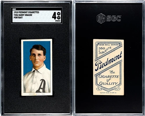 1909 T206 Piedmont 350/25 HARRY KRAUSE (Portrait) Philadelphia Athletics SGC 4