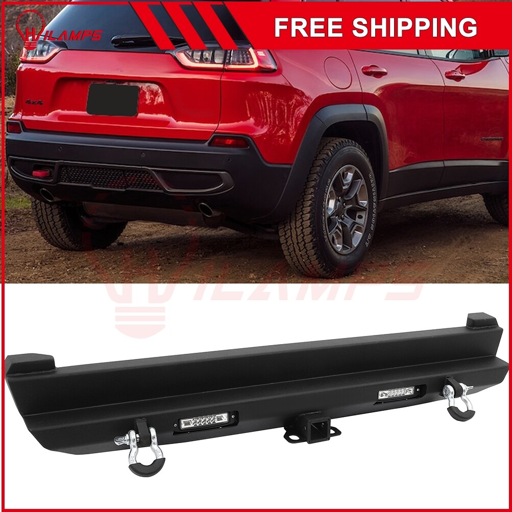 Steel Rear Bumper Guard LED Light Bar Fog Lamps For 1984-01 JEEP Cherokee 4.0L