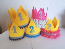 Handmade Birthday Crown Props Lot Of 5 Pink Yellow Crowns