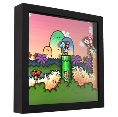 Yoshi's Island (Down the Pipe) - 3D Shadow Box Frame (9'' x 9'') Gaming Art