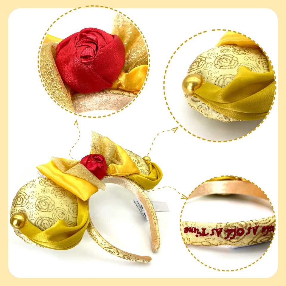 Обруч для волос Disney-Parks Belle Beauty & The Beast Minnie Ears розовый бант принцесса - Изображение 4 из 4