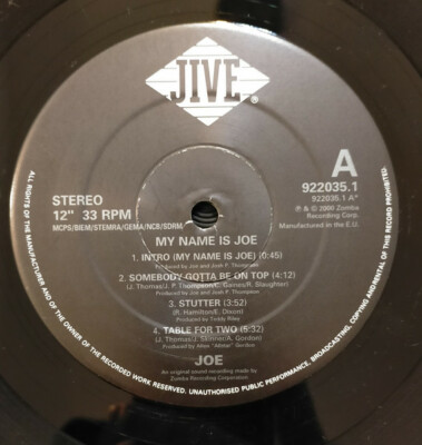 Joe / My Name Is Joe 2000 UK Original Edition 2LP Vinyl Mariah