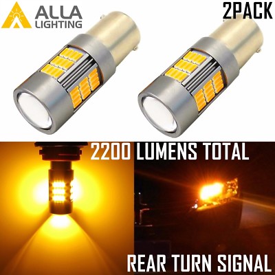 Alla Lighting 2x4014 54-SMD 1156 BA15S Amber LED Turn Signal Blinker Light Bulbs
