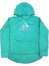 Adidas Girls Teal Blue  Silver Shimmer Hoodie Sweatshirt Jacket 4